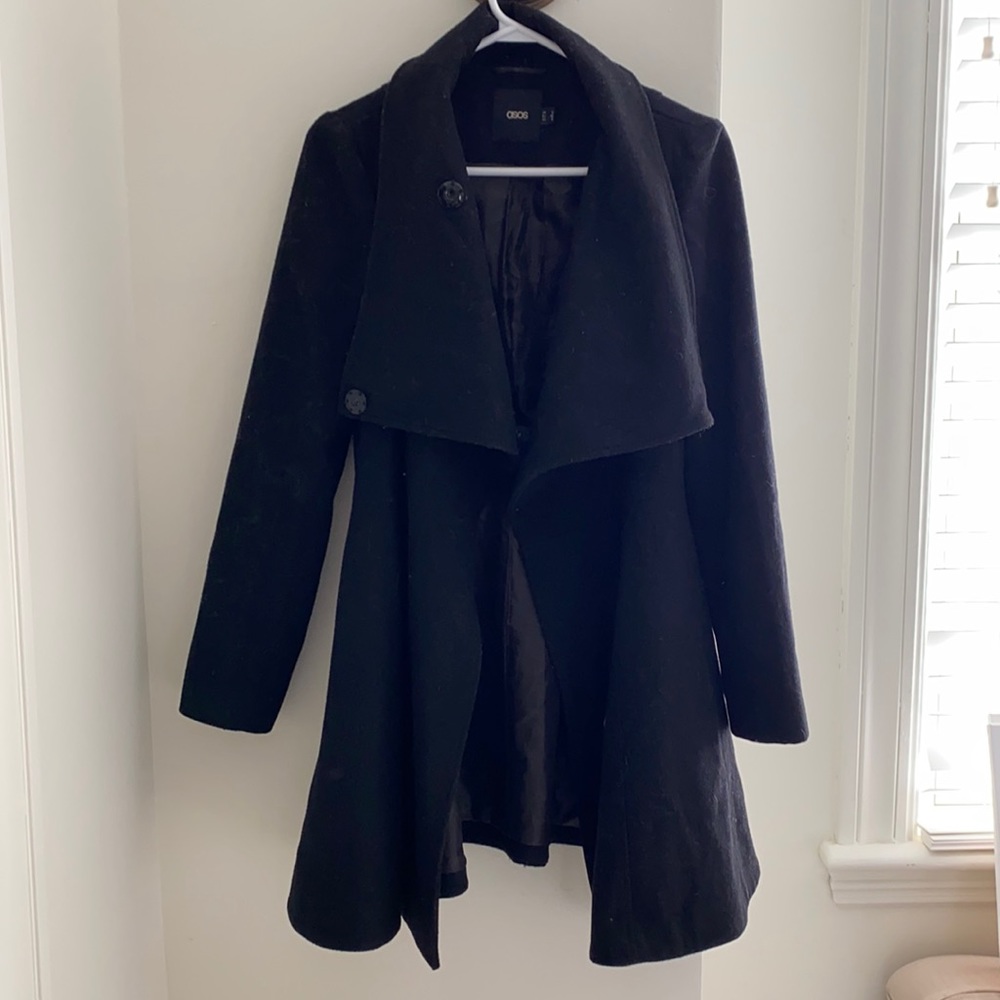 ASOS Skirted Draped Coat - Black